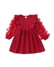 Vestido suéter de punto rojo de manga larga Sweetabby 4T