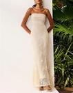 Vestido Super Midi sem alça Crochet