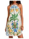 Vestido SweatyRocks com estampa tropical, frente única, sem mangas, branco, azul Vestido SweatyRocks com estampa tropical, frente única, sem mangas, branco, azul