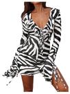 Vestido SweatyRocks, estampa zebra, decote em V profundo, minivestido feminino Y2k