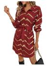 Vestido SweatyRocks Metallic Gold de manga comprida Casino vermelho vinho