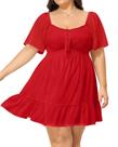 Vestido Talisea Plus Size de chiffon vermelho com decote em coração