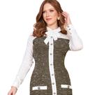 Vestido tecido crepe com mix trico fascinius