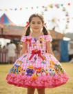 Vestido Temático Infantil Super Luxo Bolofofos E Tiara