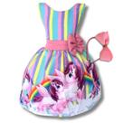 Vestido Temático Infantil Unicórnio Luxo E Regata