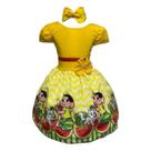 Vestido Temático Menina Comilona Amarelo Manga