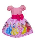 Vestido Temático Princesas Rosa Busto Liso