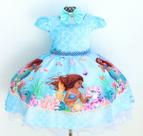 Vestido Tematico Sereia Halle Bailey Luxo Com Tiara Vestido Tematico Sereia Halle Bailey Luxo Com Tiara