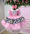 Vestido Temáticos Kids Doce Mimosa Rosa - Fazendinha - Vaquinha Vestido Temáticos Kids Doce Mimosa Rosa - Fazendinha - Vaquinha
