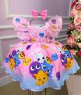 Vestido Temáticos Kids Pão de queijo Bolo Fofos Rosa Bebe Vestido Temáticos Kids Pão de queijo Bolo Fofos Rosa Bebe