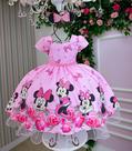 Vestido Tematicos Minnie/Minei Laço Rosa