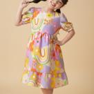Vestido Ternura Infantil Menina Manga Princesa Estampado Colorido