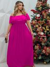 Vestido Terracota Longo Plus Size Fenda Lateral Ombro a Ombro Madrinhas Casamento Festa