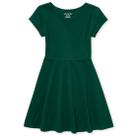 Vestido The Children's Place Skater de manga curta para menina verde XS