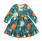 Vestido Tinypainter com estampa de abóbora de manga comprida, outono 2-9T Vestido Tinypainter com estampa de abóbora de manga comprida, outono 2-9T