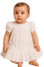 Vestido Trapezio Batizado Bebê Luxo Branco Renda Papilloo