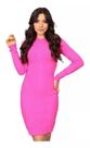 Vestido Trico Curto Costas Nua Modelo Manga Longa R018