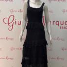 Vestido Trico Longo Premium com forro Babados Sofisticado Tam M Vestido Trico Longo Premium com forro Babados Sofisticado Tam M