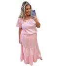 Vestido tricoline de ombro a ombro longo - Dora