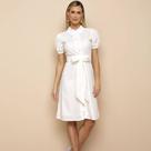 Vestido tricoline off white com faixa laura rosa jeans