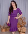 Vestido Tubinho com Babado Roxo Tamanho M