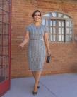 Vestido Tubinho Malha Tweed Moda Evangélica