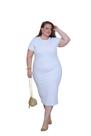 Vestido Tubinho Midi Manga Curta Plus Size