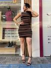 Vestido tubinhos na cor marrom com preto
