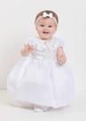 Vestido Tule Batizado Luxo Bebê Menina Branco Lessa B9031