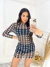 Vestido tule xadrez com forro