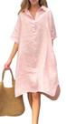 Vestido túnica chouyatou feminino de linho de verão rosa praia tamanho M Vestido túnica chouyatou feminino de linho de verão rosa praia tamanho M