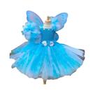 Vestido Tutu Azul E Branco Com Glitter E Asas De Borboleta Para Meninas, Fantasia De Fada Princesa