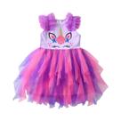 Vestido Tutu De Unicórnio Para Meninas, Manga Larga Roxa, Tule Rosa Em Camadas, Vestido De Princesa