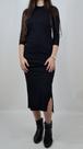 Vestido Val Midi Meia Manga Preto 96% Viscose E 4% Elastano Feminino Blufera Jeans 21553-1