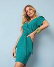 Vestido verde decote e transpasse 42