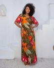 Vestido Verde Florido Plus Size Chic aberto Patricia Vestido Verde Florido Plus Size Chic aberto Patricia