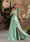Vestido Verde Menta com babado no Ombro Evasê Tamanho 40