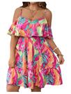 Vestido Verdusa Floral Cold Shoulder Boho Plus Size rosa 4GG