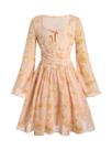 Vestido Verdusa Girl Floral Mesh Boho, manga comprida, 9 anos, damasco Vestido Verdusa Girl Floral Mesh Boho, manga comprida, 9 anos, damasco