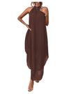 Vestido Verdusa Halter sem mangas assimétrico Boho Maxi XL