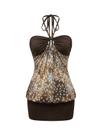 Vestido Verdusa Leopard Halter Mini Y2k Western Coffee Brown