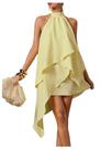 Vestido Verdusa Summer Halter Ruffle, sem encosto, sem mangas, amarelo Vestido Verdusa Summer Halter Ruffle, sem encosto, sem mangas, amarelo