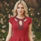 Vestido Vermelho Curto Com Detalhes Frontais