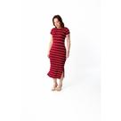 Vestido vermelho elegante encorpado malha fenda lateral max mid confortável