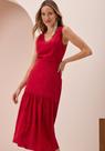 Vestido Vermelho Midi Chá Estampado Em Viscose Lunender C5074