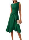 Vestido VFSHOW Asymmetric Ruffle Ruched Cocktail Midi Verde Escuro