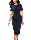Vestido VFSHOW listrado Peplum com bainha de lápis Bodycon Blue para mulheres