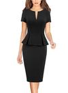 Vestido VFSHOW Peplum Bodycon com bainha de lápis de manga curta
