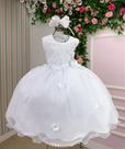 Vestido Vila Lele Bebe Sarah Flores Branco - Elegante e Confortável