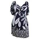 Vestido Virtude Lastex Preto Estampa Plus Size